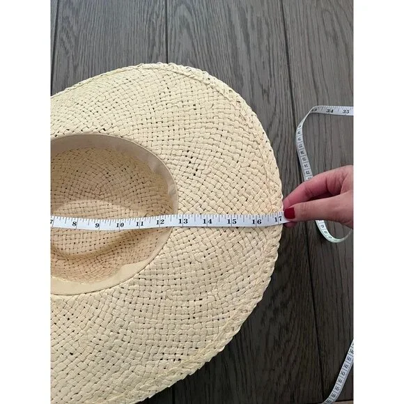 NWT Natural Straw Wide Brim Cowboy Hat By A.N.A. Dimensions 16" Diameter Lightwe - Picture 4 of 5